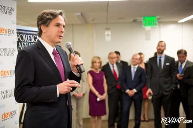 Deputy National Security Adviser Tony Blinken addresses the crowd during last night's WHCD celebration hosted by Foreign Affairs and Devex.